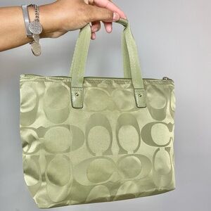 Green Coach Inspired 2pc Tote Bag & Wristlet